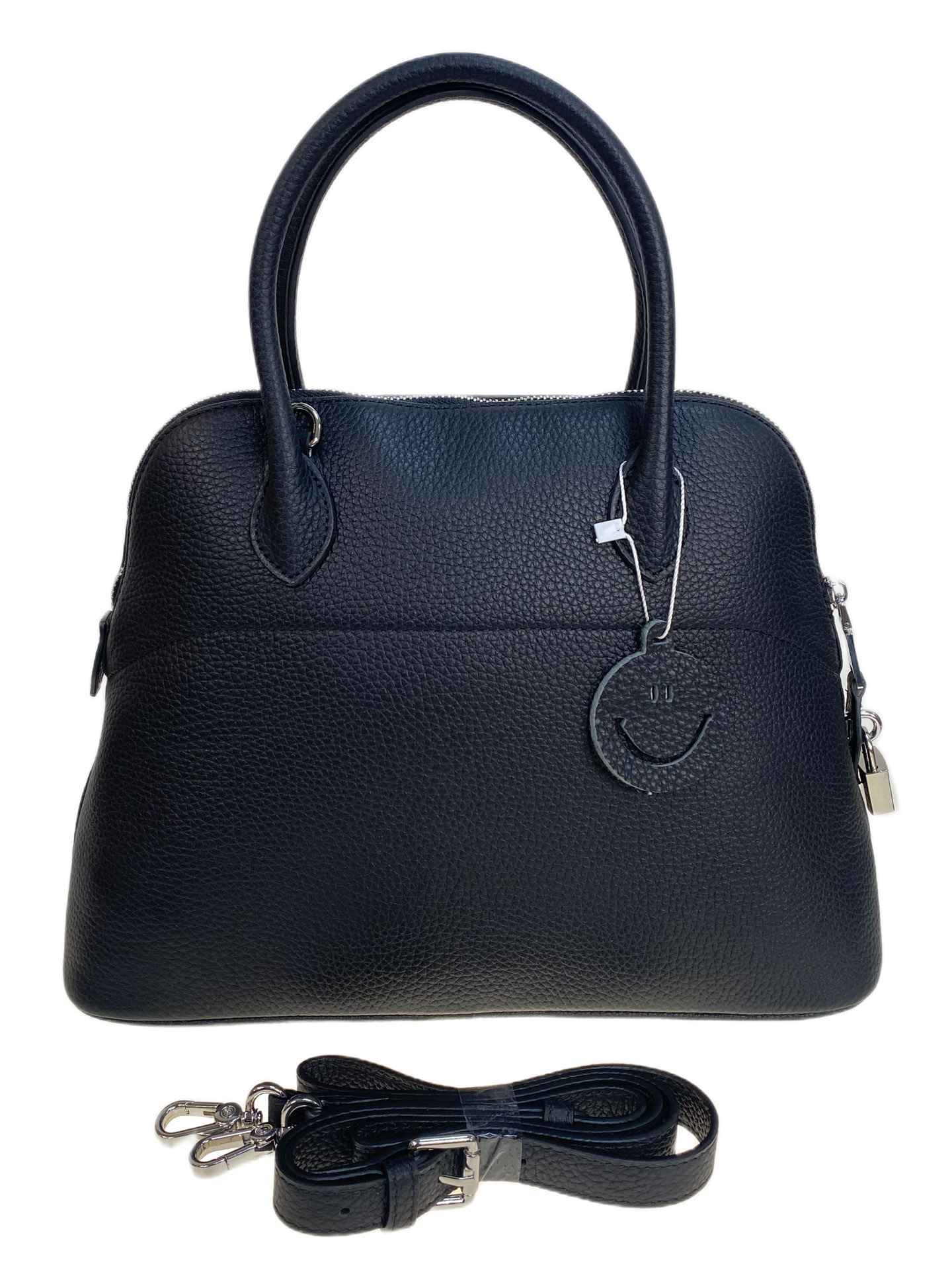 На фото 2 - Женская сумка из натуральной кожи, цвет черный