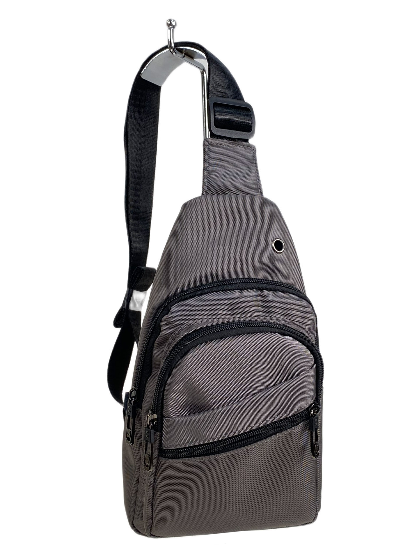 На фото 1 - Сумка на плечо слинг текстильная, цвет серая
