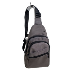 На фото 1 - Сумка на плечо слинг текстильная, цвет серая