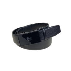 На фото 1 -  Ремень мужской с автоматической пряжкой из искусственной кожи, цвет черный