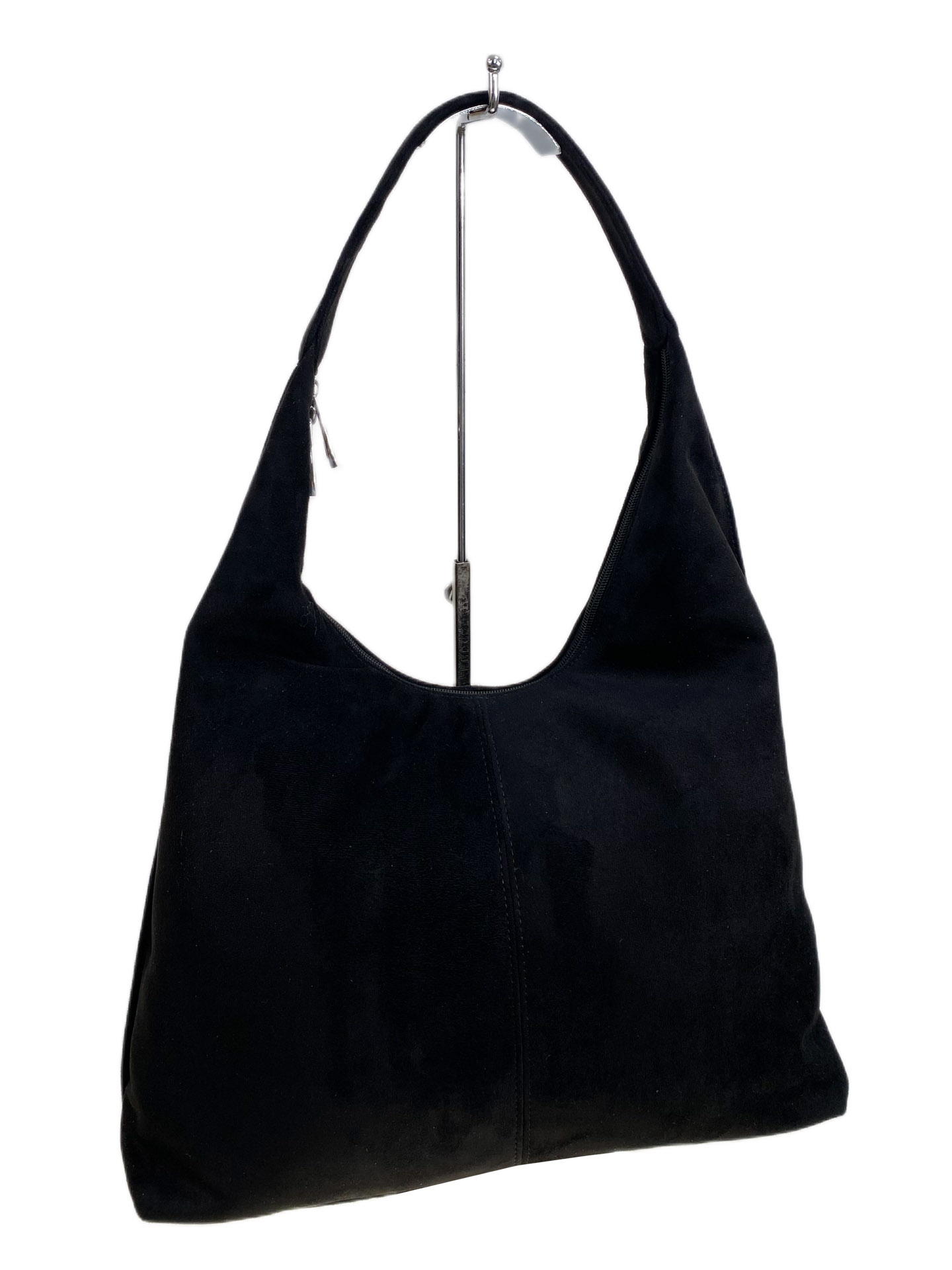 На фото 1 - Женская сумка из искусственной замши, цвет черный