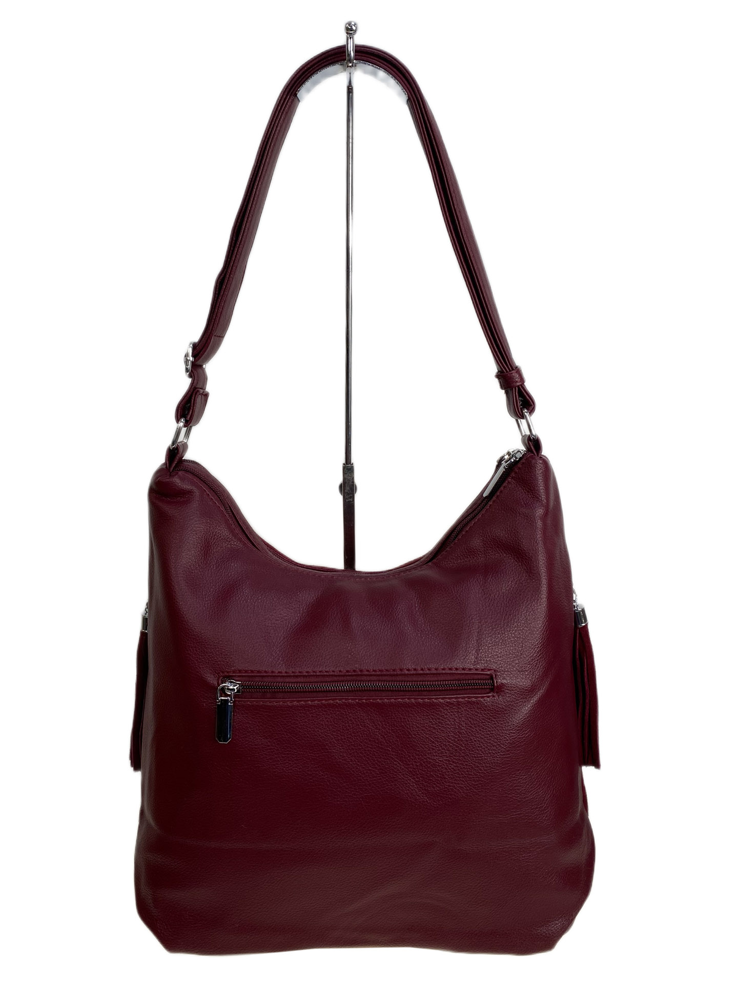 На фото 2 - Женская сумка из натуральной замши и искусственной кожи, цвет бордовый