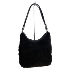 На фото 1 - Женская сумка из натуральной замши и  искусственной кожи, цвет черный