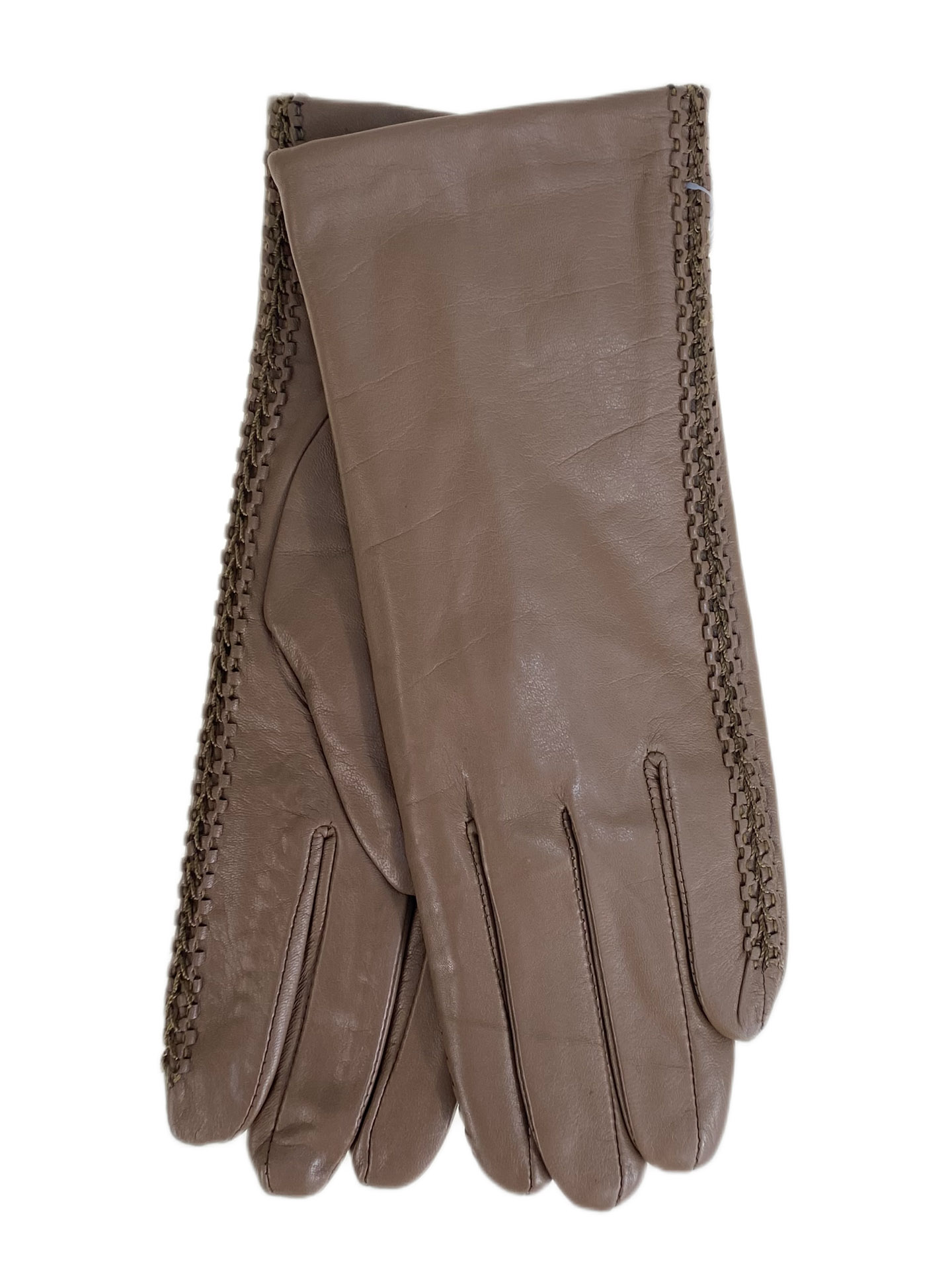 На фото 1 - Женские перчатки из натуральной кожи, цвет коричневый