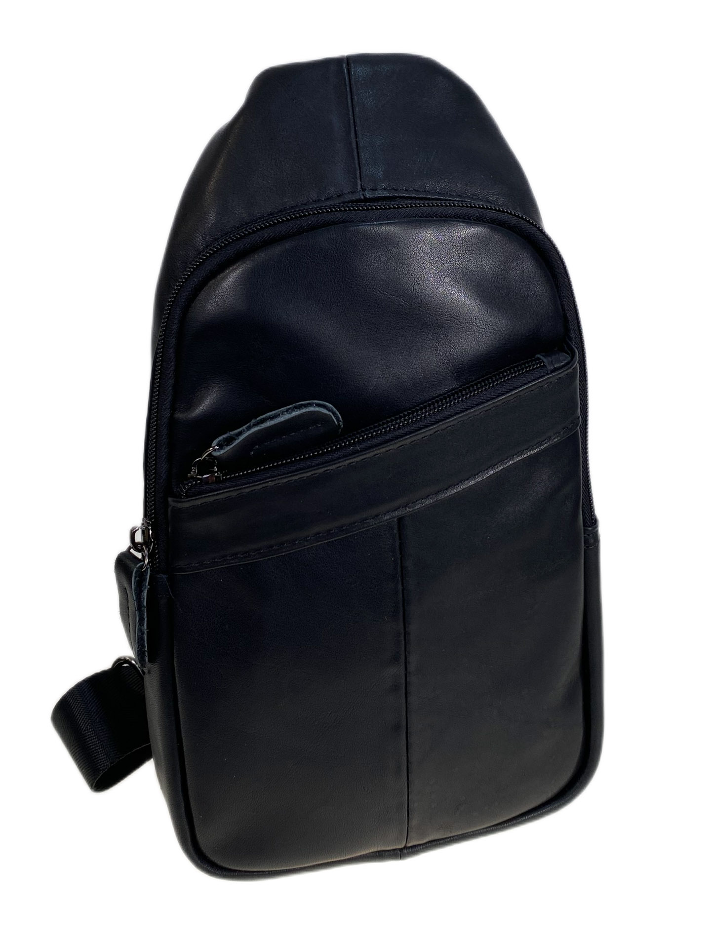 На фото 1 - Сумка мужская через плечо из натуральной кожи, цвет черный