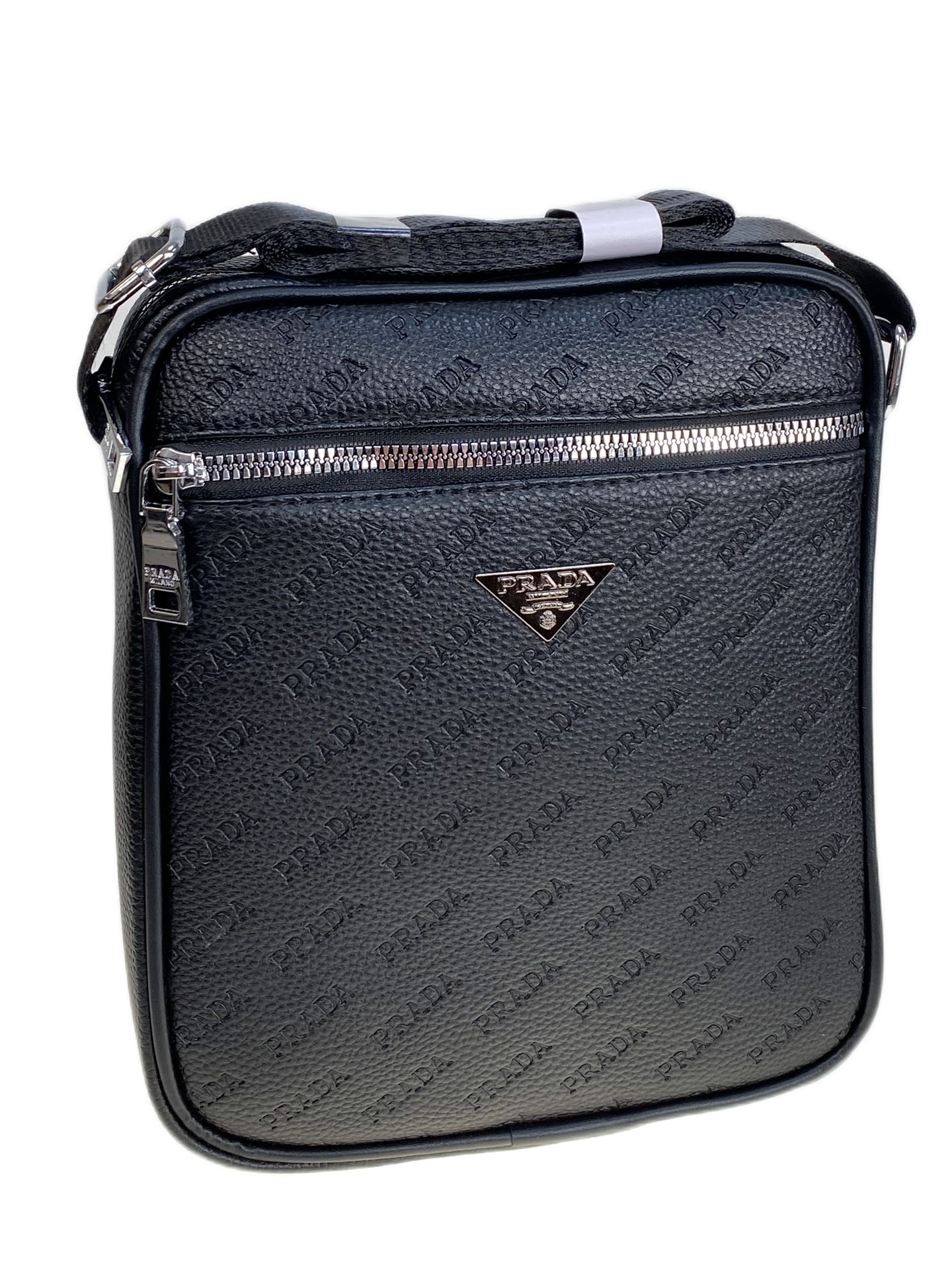 На фото 1 - Сумка мужская из искусственной кожи, цвет черный