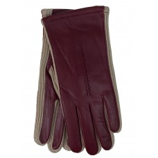 На фото 1 - Женские демисезонные перчатки из натуральной кожи, цвет бордовый На фото 1 - Женские демисезонные перчатки из натуральной кожи, цвет бордовый