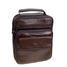 На фото 1 - Сумка мужская из натуральной кожи, цвет коричневый