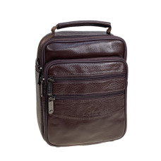 На фото 1 - Сумка мужская из натуральной кожи, цвет коричневый