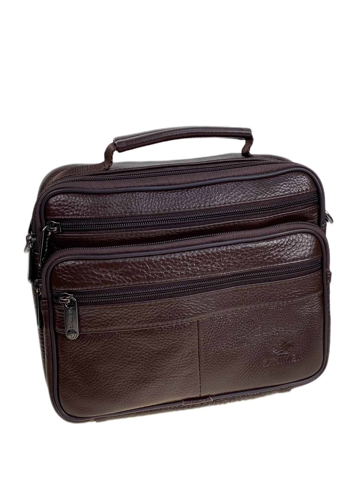 На фото 1 - Сумка мужская из натуральной кожи, цвет коричневый