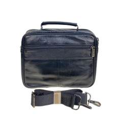 На фото 2 - Сумка мужская из натуральной кожи, цвет черный