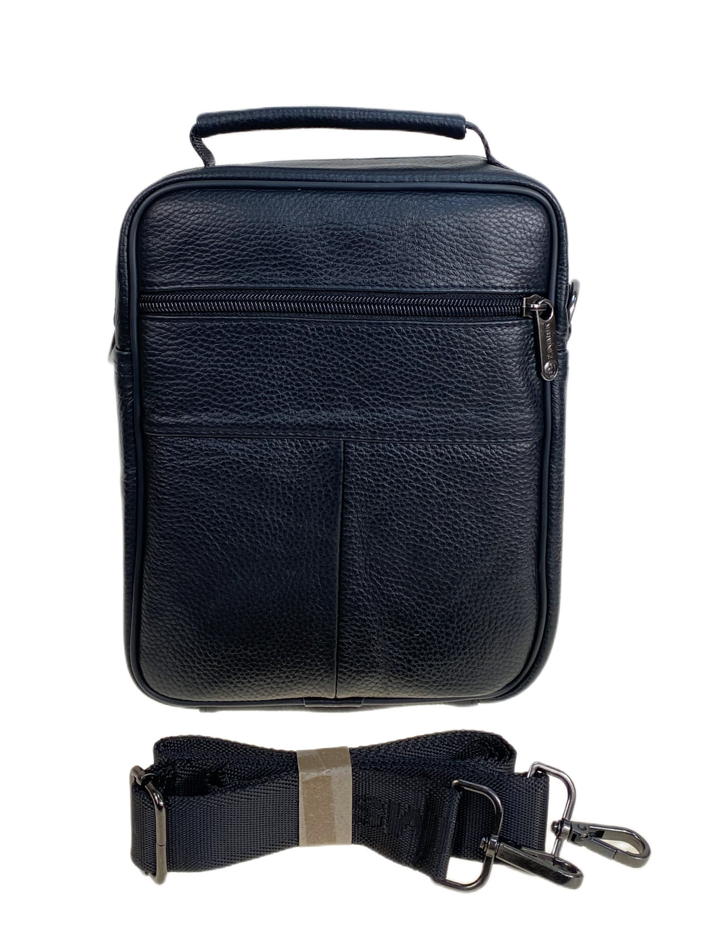 На фото 2 - Сумка мужская из натуральной кожи, цвет черный