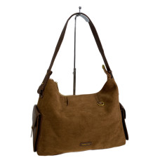 На фото 1 - Женская сумка из искусственной замши, цвет коричневый На фото 1 - Женская сумка из искусственной замши, цвет коричневый