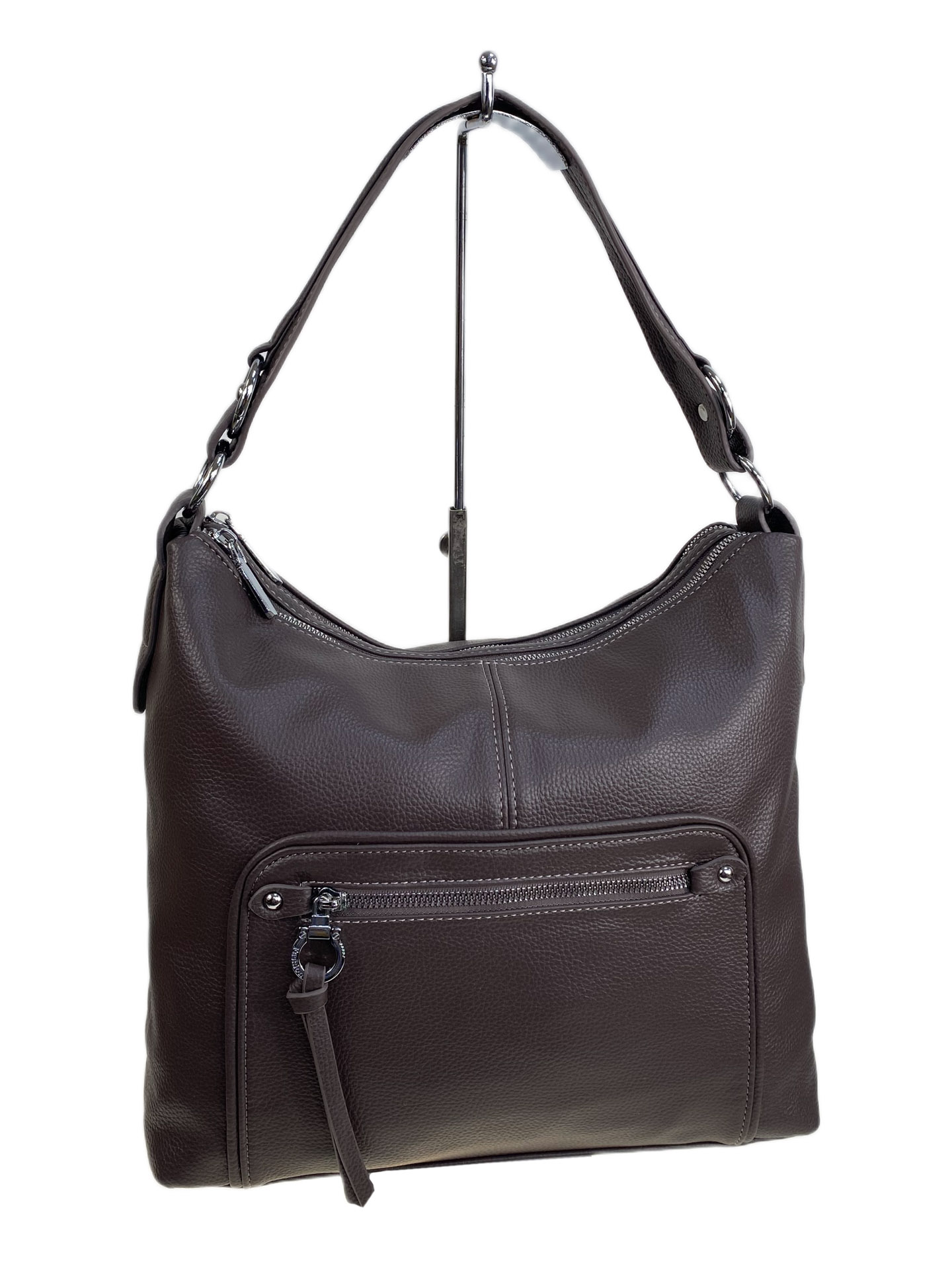 На фото 1 - Женская сумка из искусственной кожи, цвет кофе