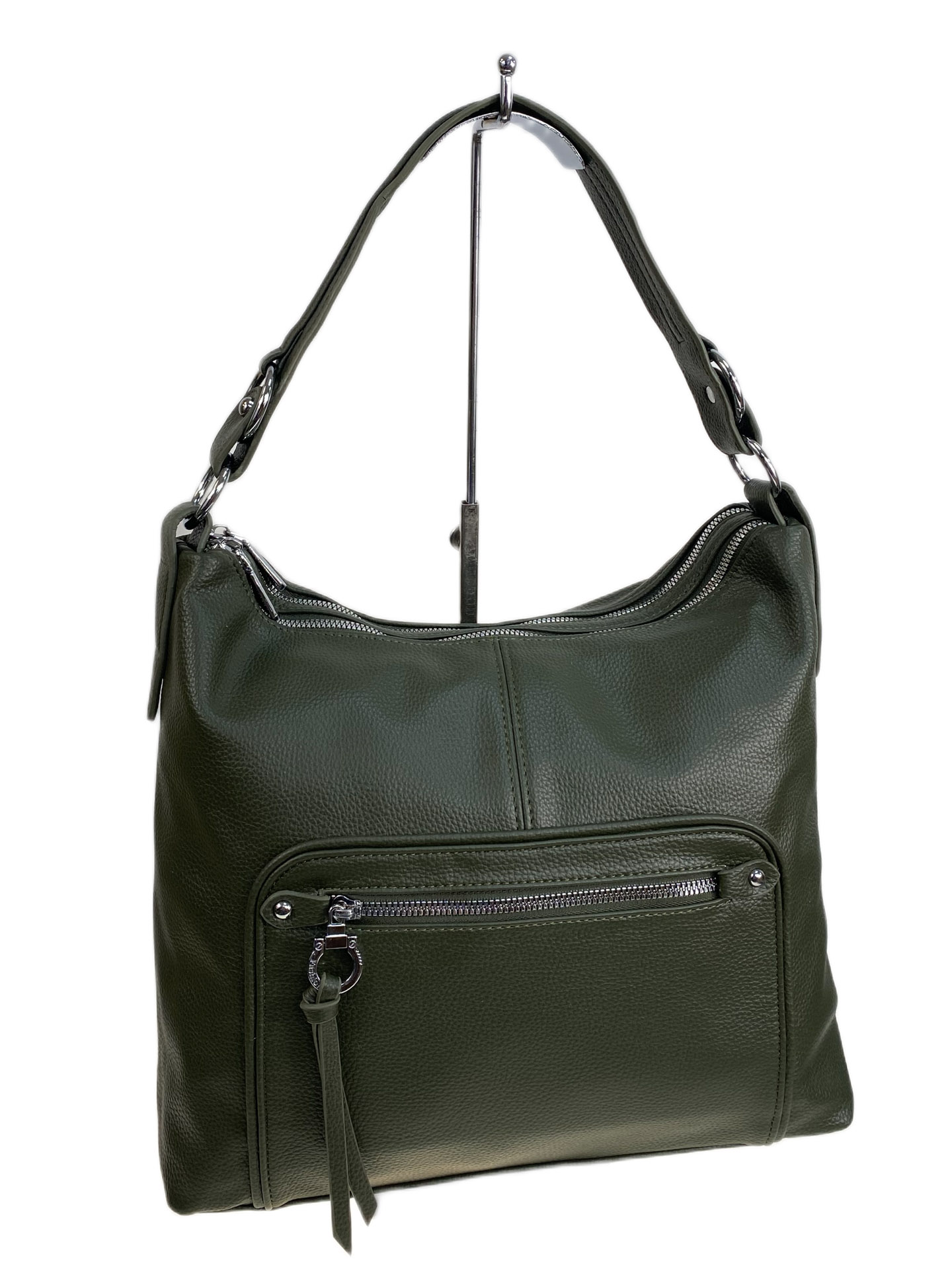 На фото 1 - Женская сумка из искусственной кожи, цвет зеленый