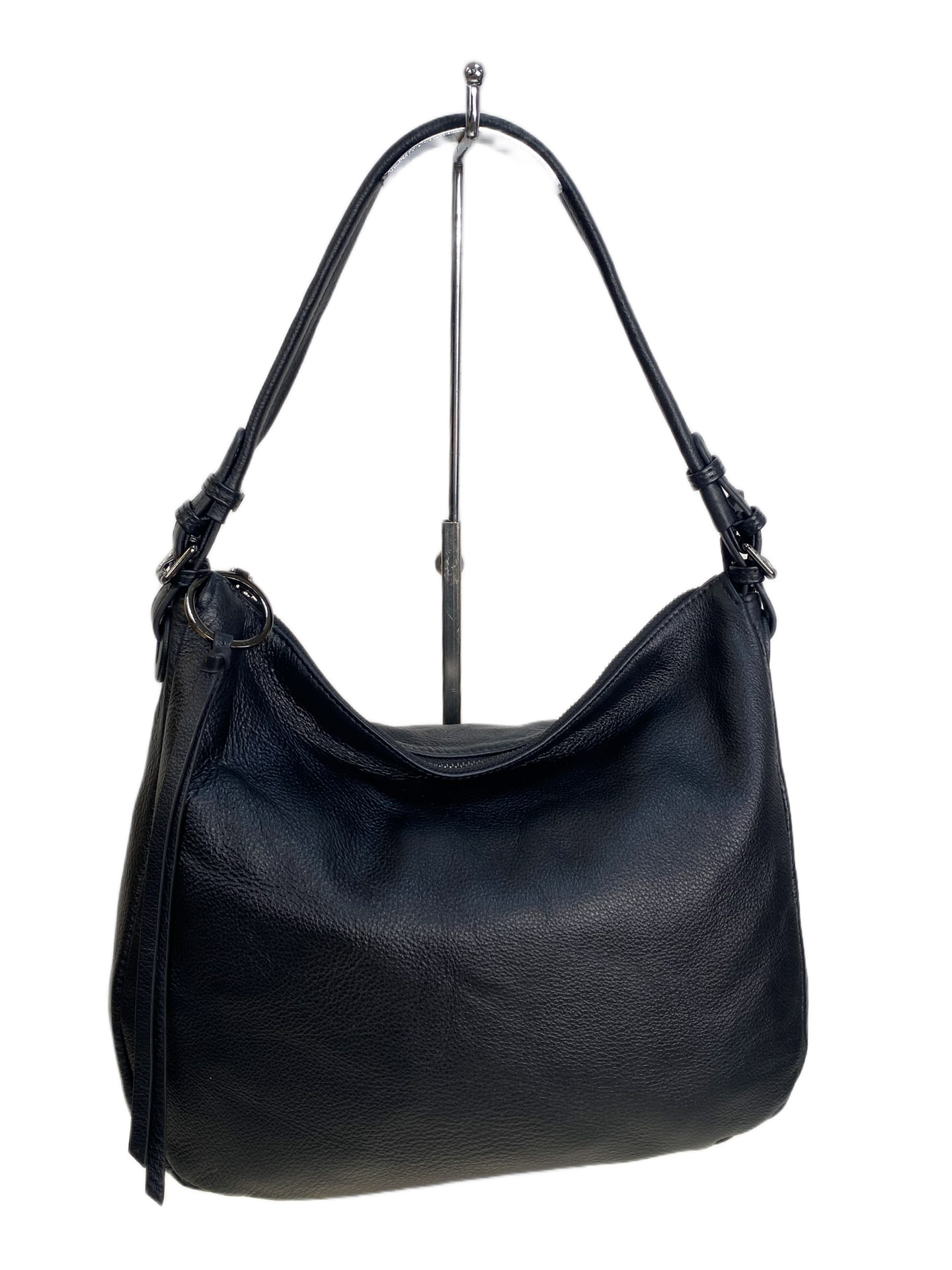 На фото 1 - Женская сумка из натуральной кожи, цвет черный