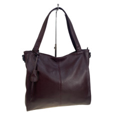 На фото 1 - Женская сумка из натуральной кожи, цвет бордовый