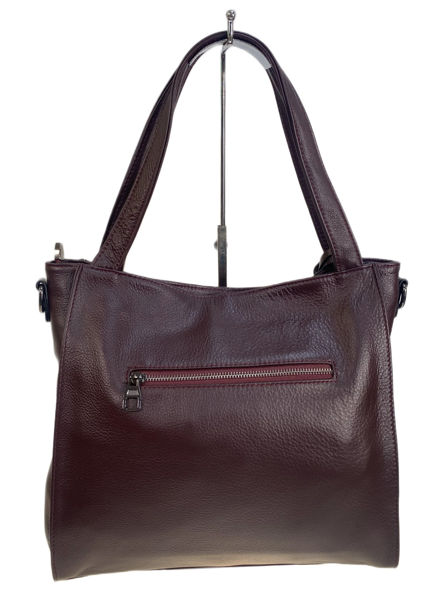 На фото 2 - Женская сумка из натуральной кожи, цвет бордовый