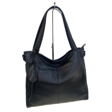 На фото 1 - Женская сумка из натуральной кожи, цвет черный