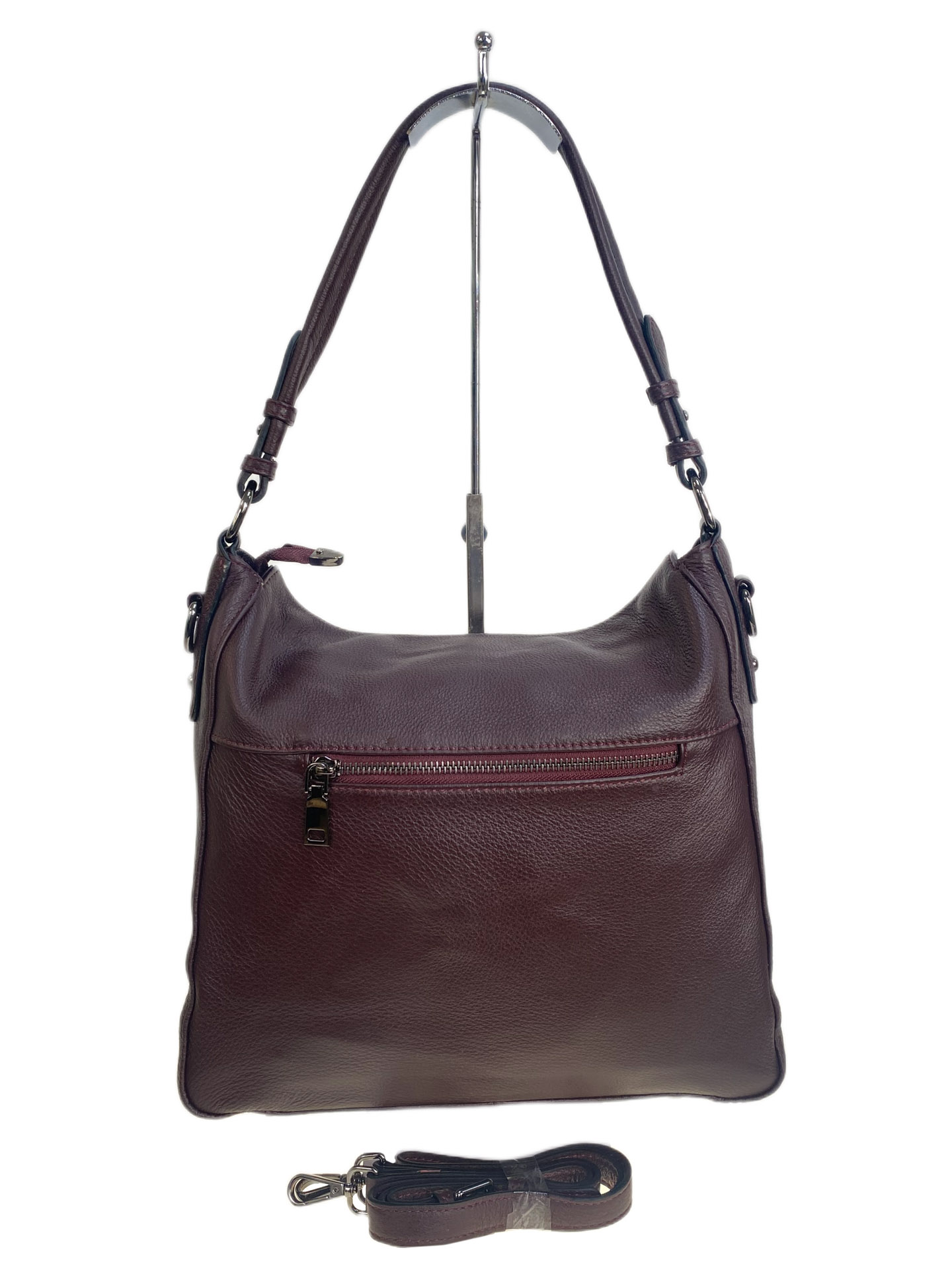 На фото 2 - Женская сумка из натуральной кожи, цвет баклажан