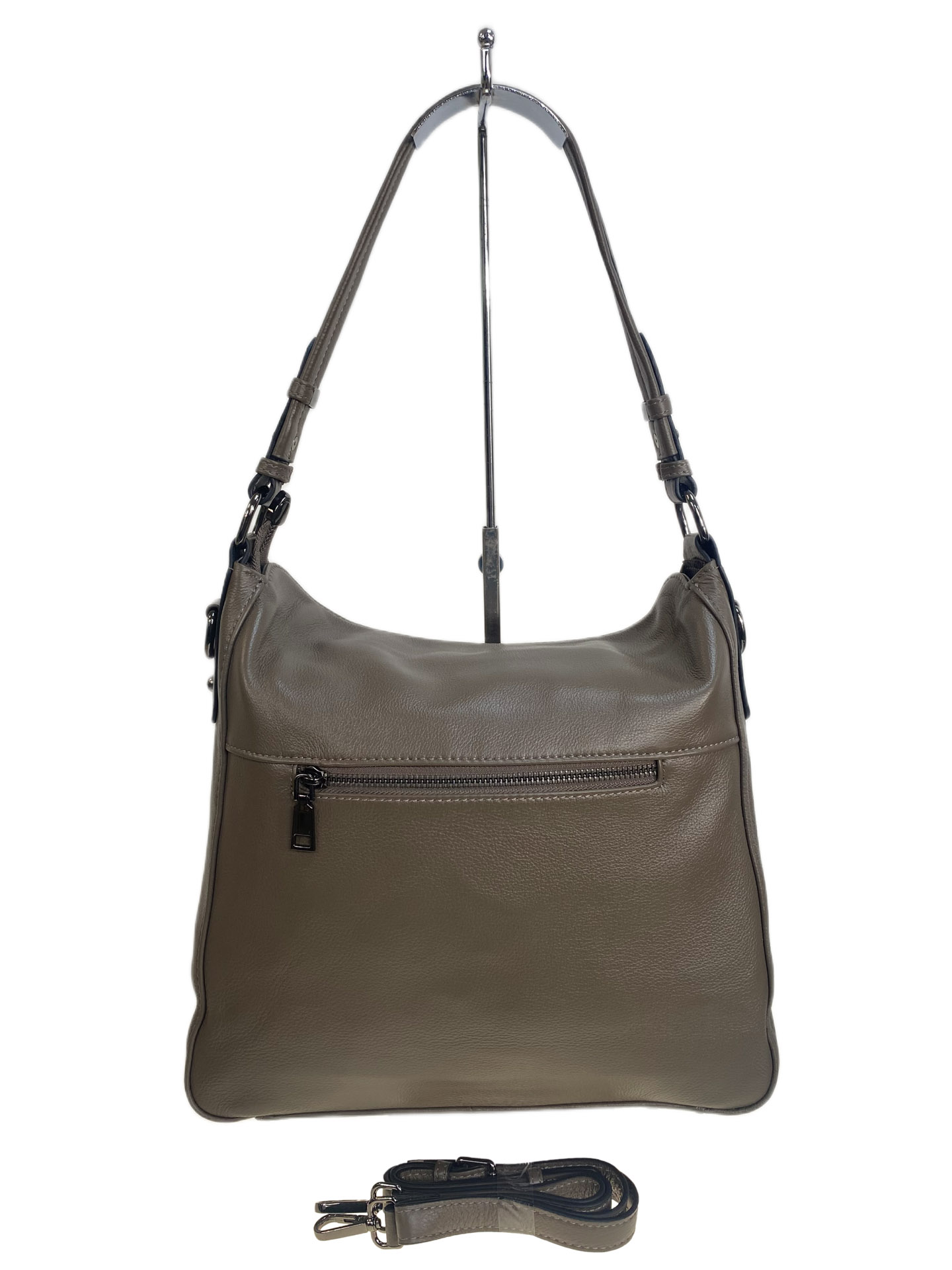 На фото 2 - Женская сумка из натуральной кожи, цвет серый