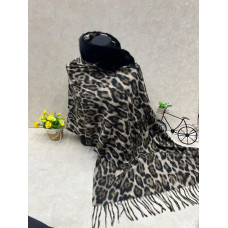 На фото 1 - Мягкий палантин из кашемира с норковым воротником мультицвет