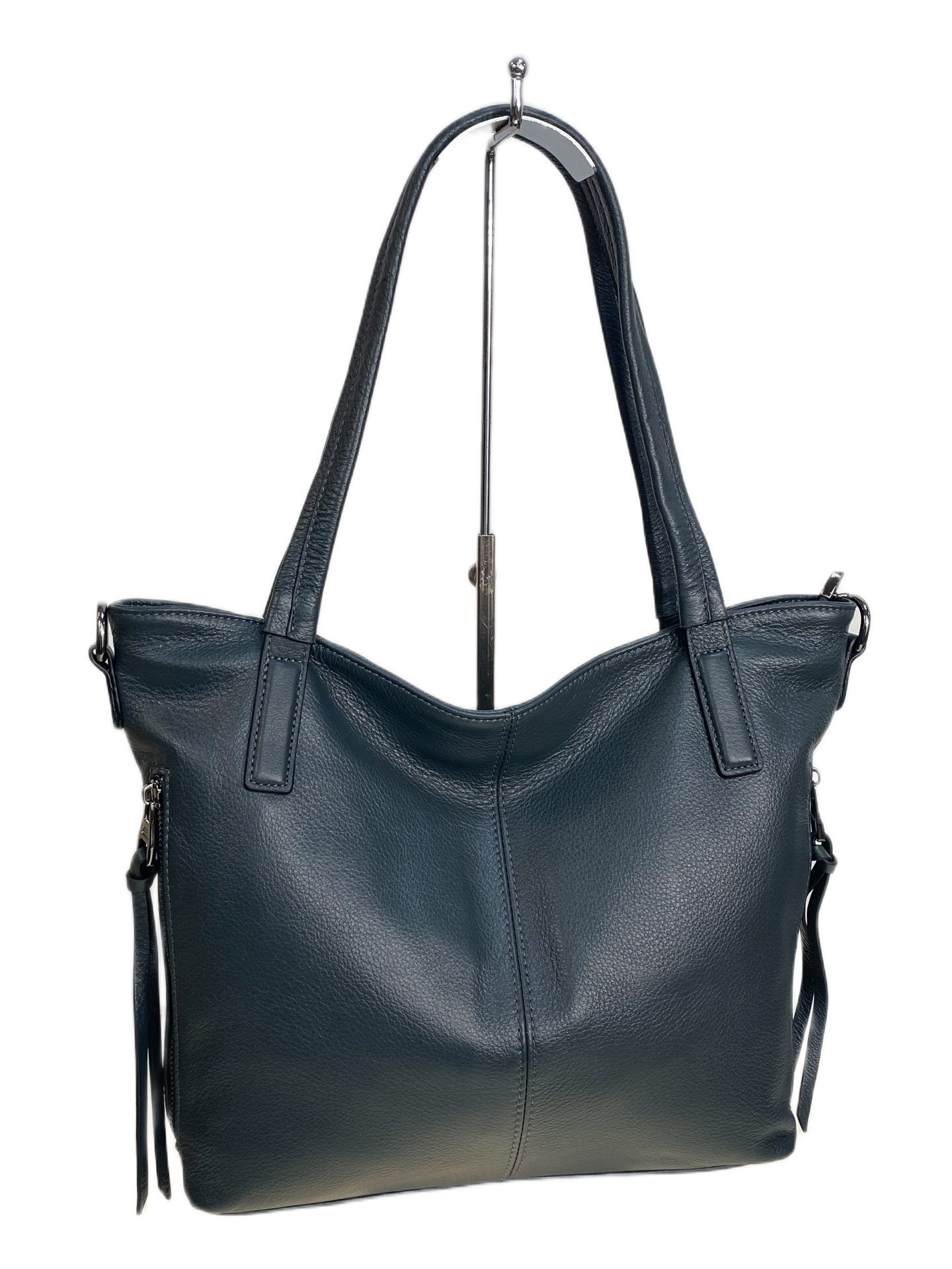 На фото 1 - Женская сумка из натуральной кожи, цвет  синий