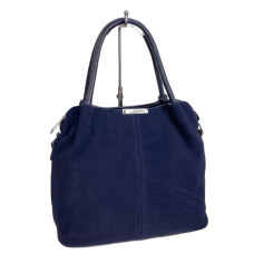 На фото 1 - Женская сумка из искусственной кожи и натуральной замши, цвет синий