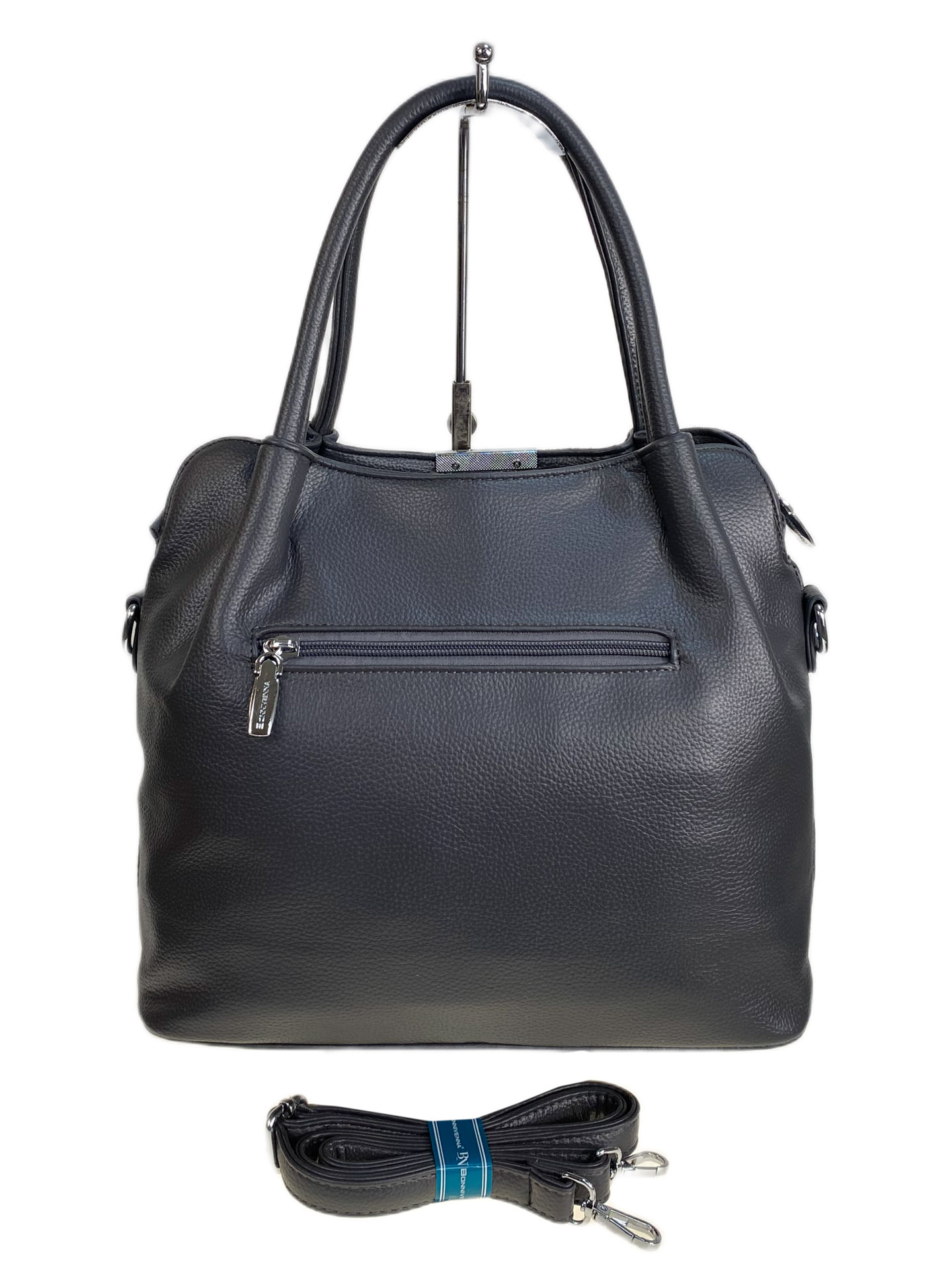 На фото 2 - Женская сумка из искусственной кожи и натуральной замши, цвет серый