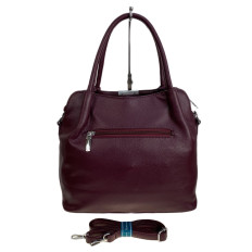 На фото 2 - Женская сумка из искусственной кожи и натуральной замши, цвет бордовый