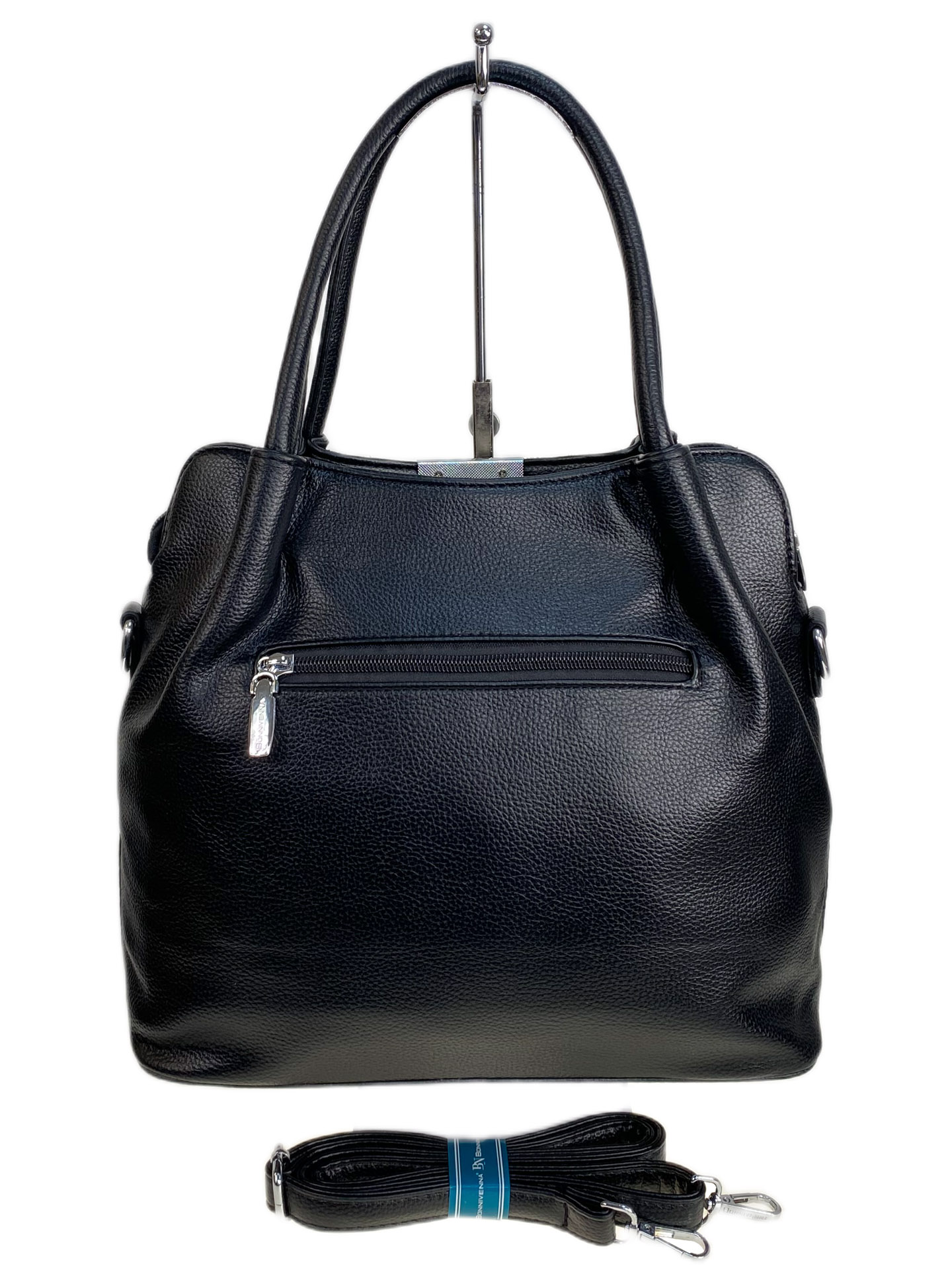 На фото 2 - Женская сумка из искусственной кожи и натуральной замши, цвет черный