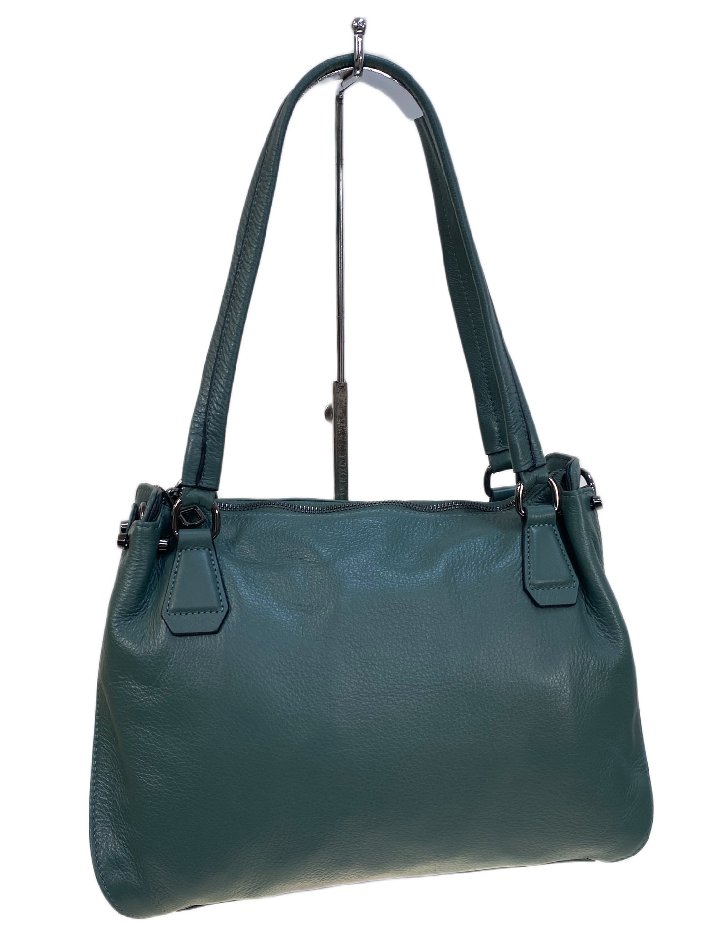 На фото 1 - Женская сумка из натуральной кожи, цвет бирюза