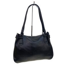 На фото 1 - Женская сумка из натуральной кожи, цвет черный