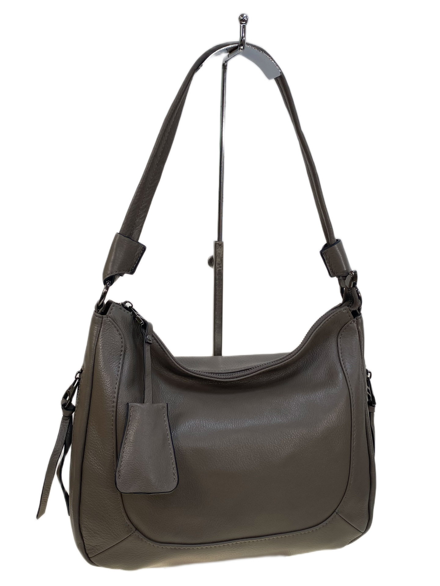 На фото 1 - Женская сумка из натуральной кожи, цвет бежевый