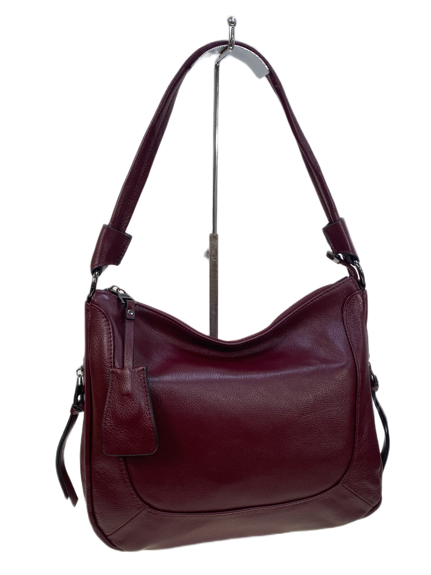 На фото 1 - Женская сумка из натуральной кожи, цвет бордовый