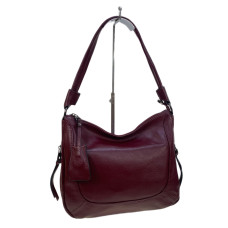 На фото 1 - Женская сумка из натуральной кожи, цвет бордовый