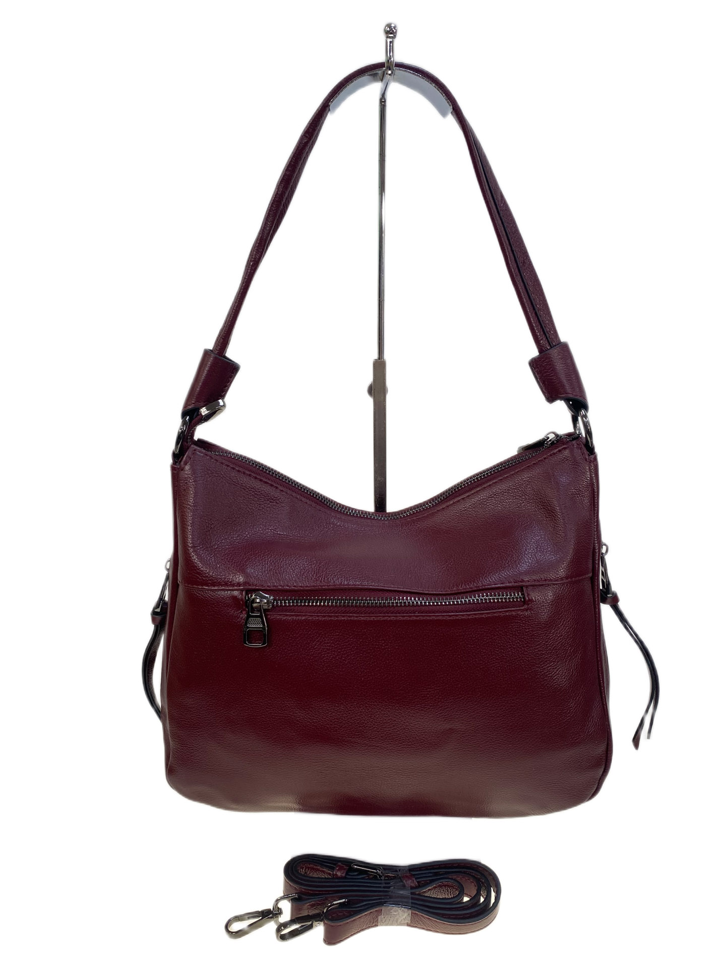 На фото 2 - Женская сумка из натуральной кожи, цвет бордовый