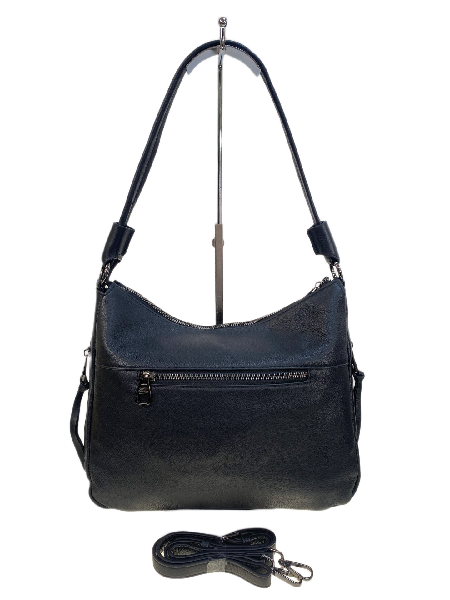 На фото 2 - Женская сумка из натуральной кожи, цвет черный