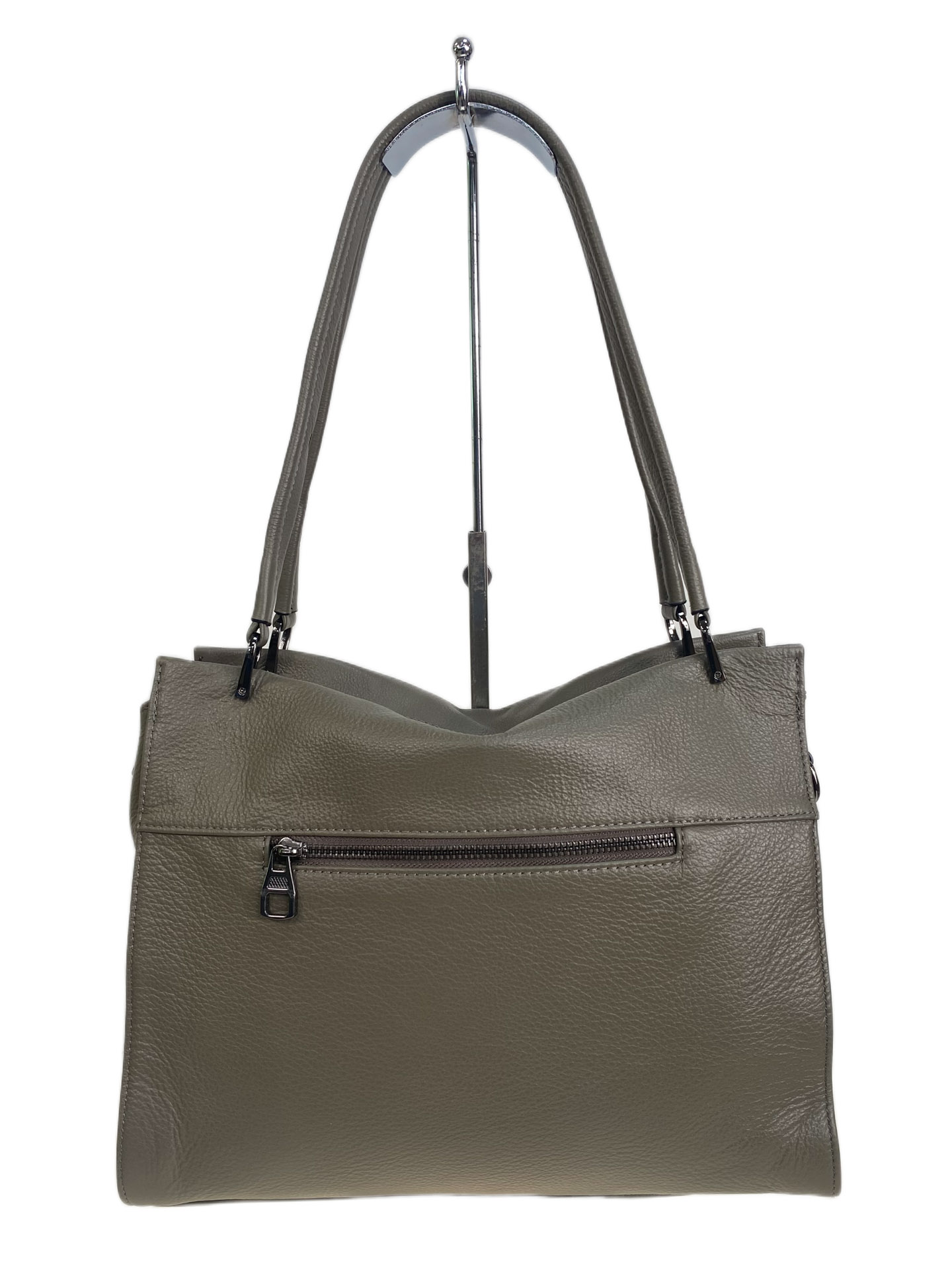 На фото 2 - Женская сумка из натуральной кожи, цвет серый