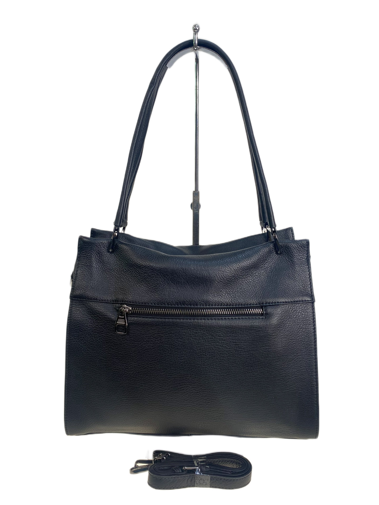 На фото 2 - Женская сумка из натуральной кожи, цвет черный