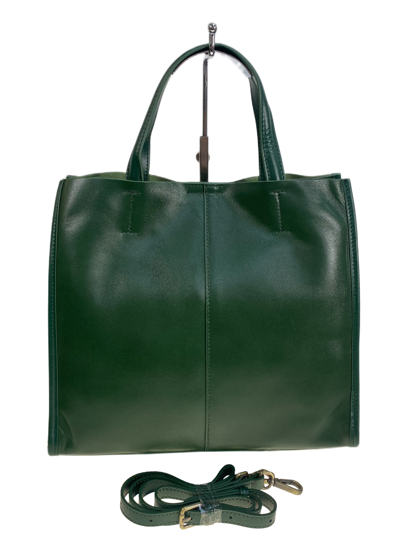 На фото 2 - Женская сумка из натуральной кожи, цвет зеленый