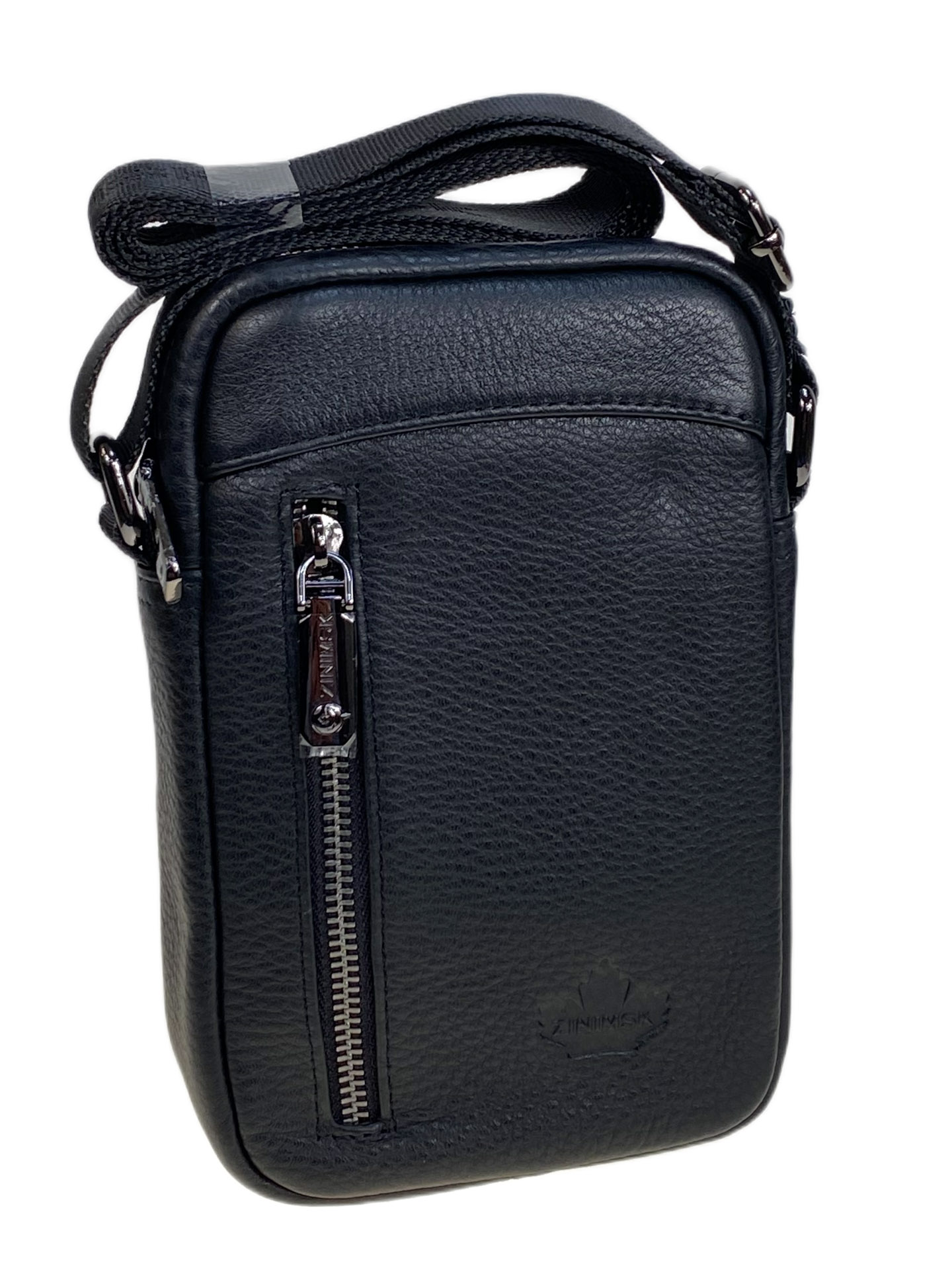 На фото 1 - Сумка мужская из натуральной кожи, цвет черный