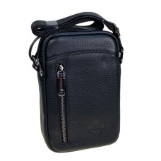 На фото 1 - Сумка мужская из натуральной кожи, цвет черный