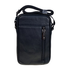 На фото 2 - Сумка мужская из натуральной кожи, цвет черный