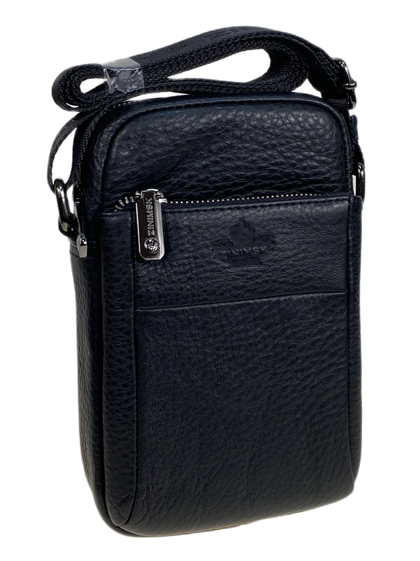 На фото 1 - Сумка мужская из натуральной кожи, цвет черный