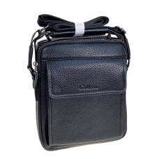 На фото 1 - Сумка мужская из искусственной кожи, цвет черный