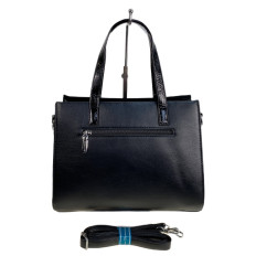 На фото 2 - Женская сумка из искусственной кожи и натуральной замши, цвет черный