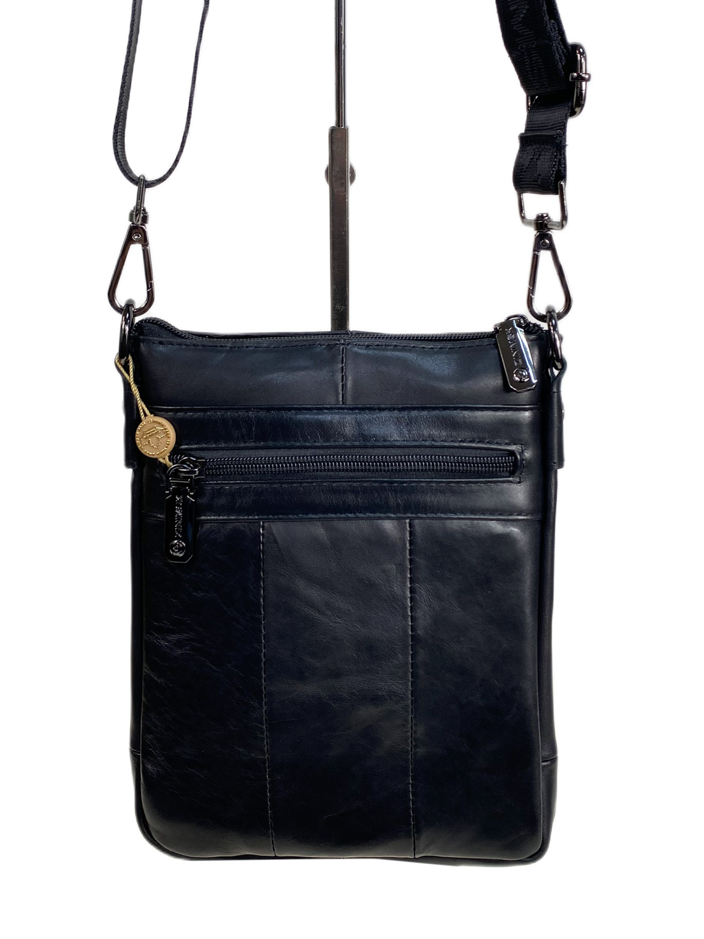 На фото 2 - Сумка мужская из натуральной кожи, цвет черный