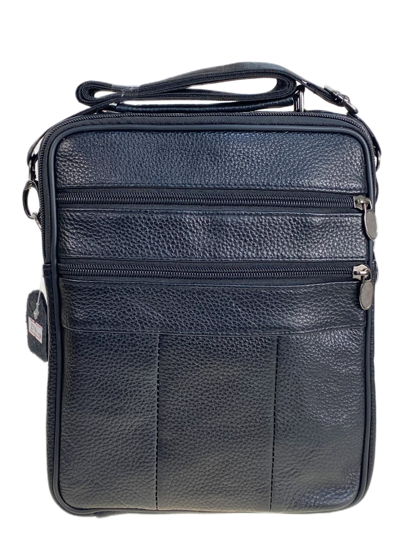 На фото 2 - Сумка мужская  из натуральной кожи, цвет черный