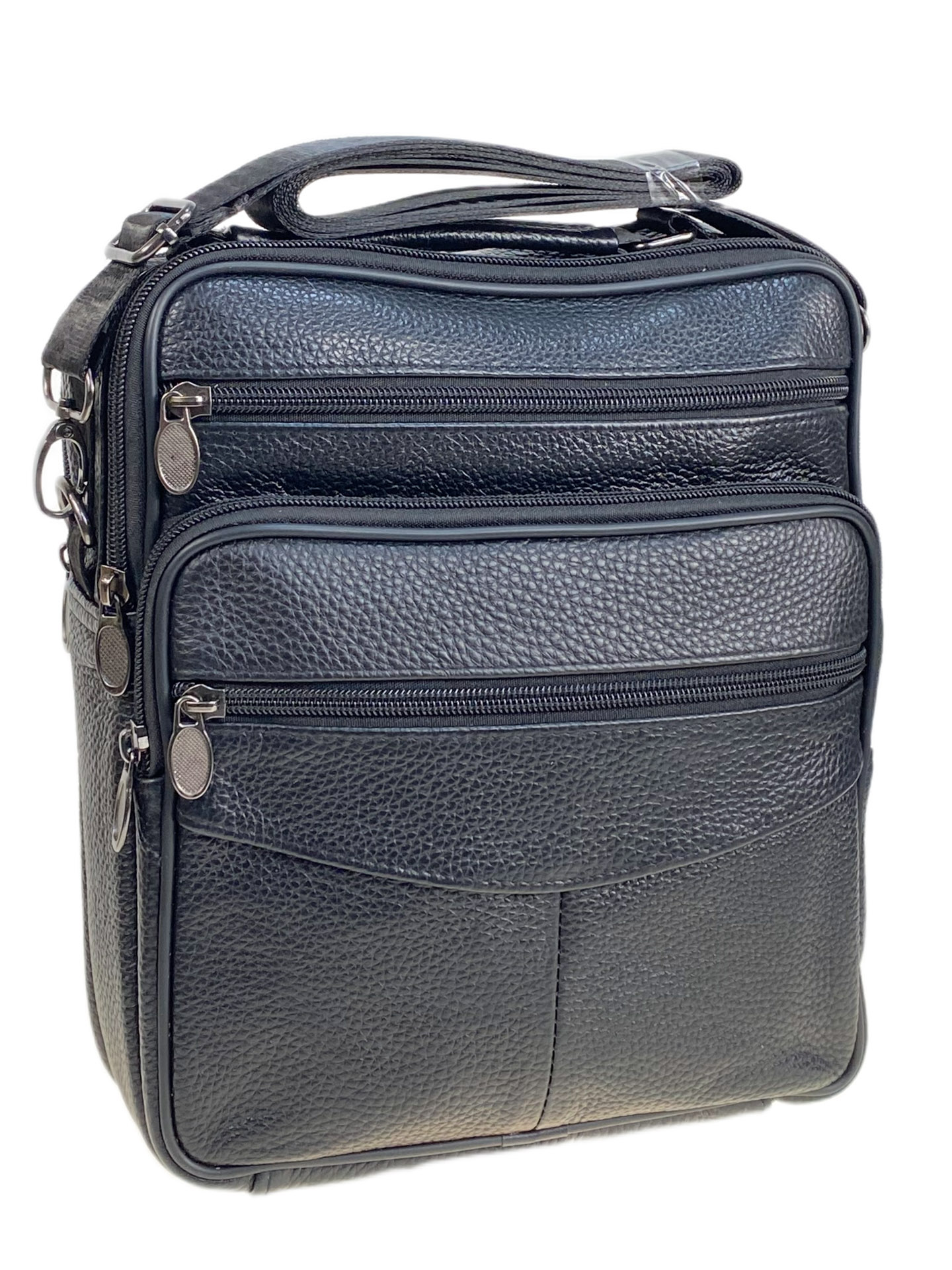 На фото 1 - Сумка мужская  из натуральной кожи, цвет черный